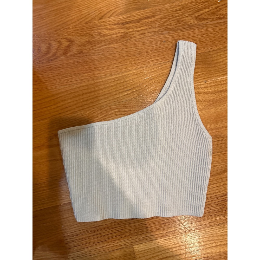 Babaton One Shoulder Ribbed scupltKnit Light Beige Small Aritzia Asymmetrical